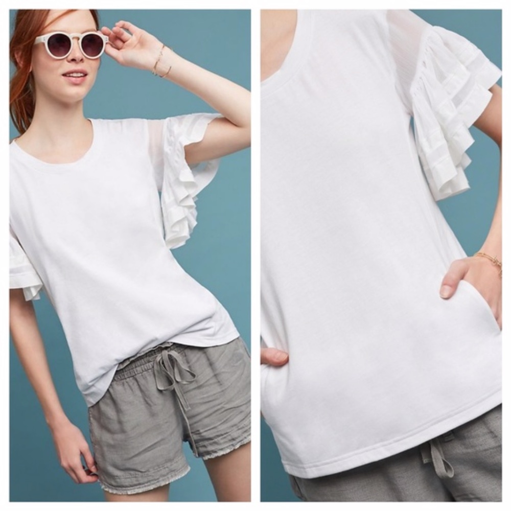 SOLD Anthropologie Vanessa Virginia Ruffles Sorento Tee